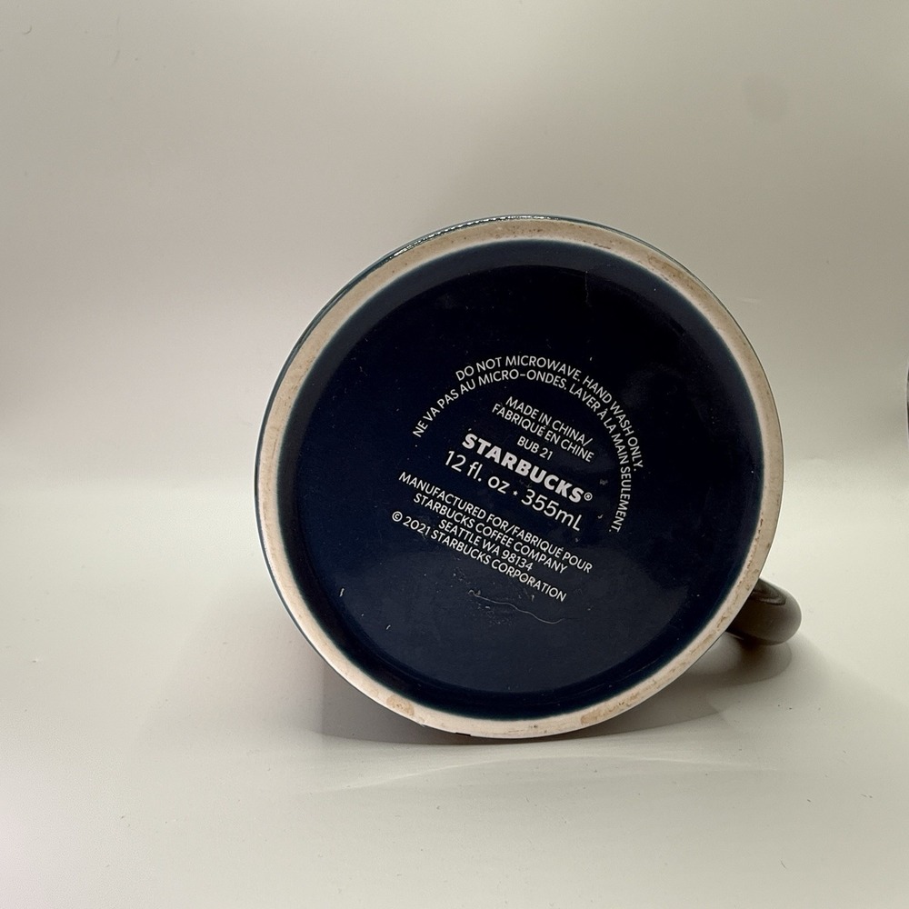 Starbucks 12 Oz.‎ Floral Royal Blue Coffee Cup Mug 2021 - Picture 6 of 6